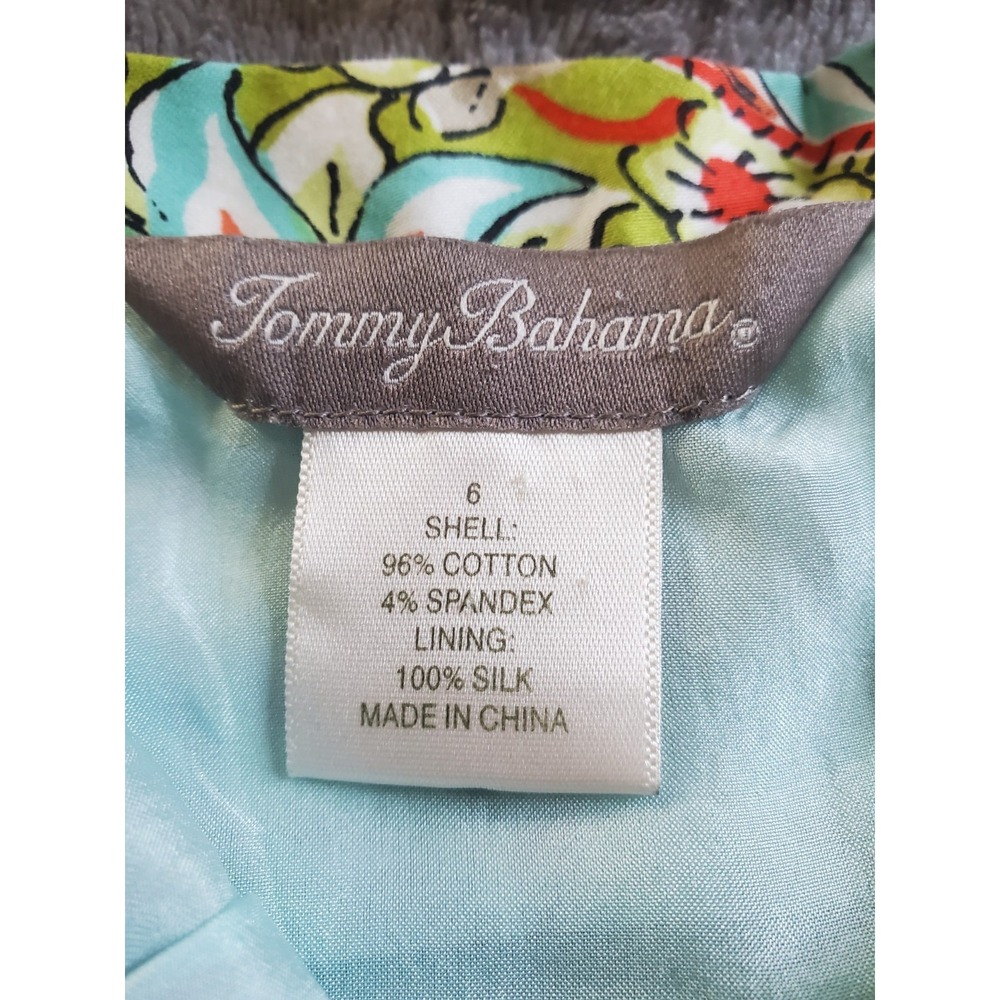 Tommy Bahama Blue Orchid Sunset Paisley Tropical Cotton Dress SILK Lined Size 6 - Picture 4 of 8
